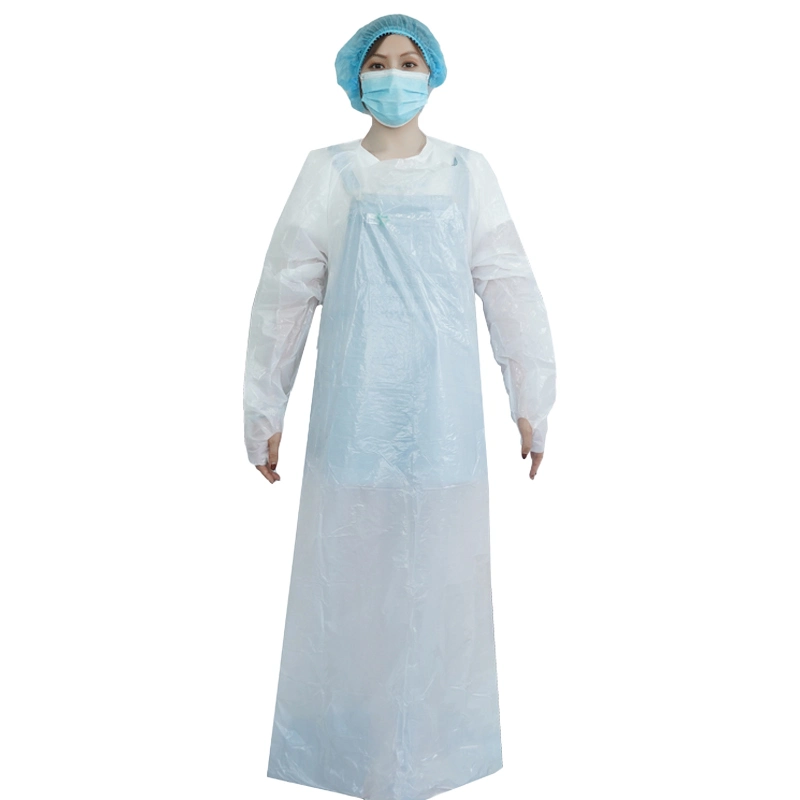 Long Sleeve Disposable CPE Gown with Thumb Loops Medical Isolation Gown