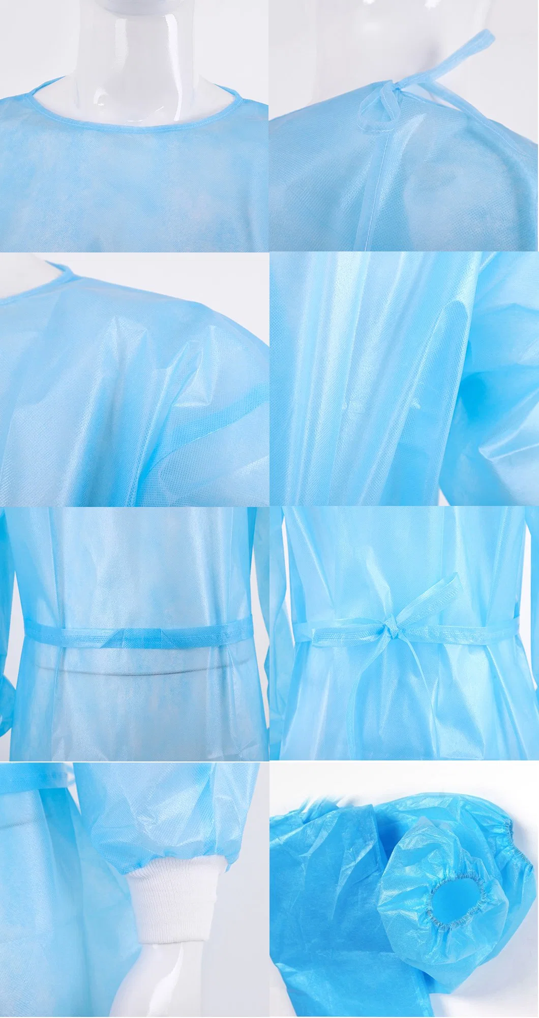 Disposable PP CPE SMS PP+PE Waterproof Isolation Gown