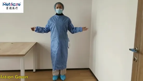 Médecin patient dentaire/opération de boucle de pouce/protection/examen/visiteur/SMS/CPE/PP/gommage stérile non tissé jetable médical/hôpital/chirurgien/chirurgical/robe d'isolement